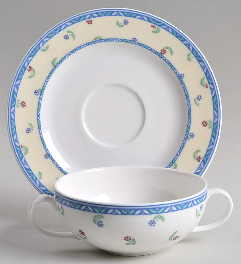 Adeline Flat Cream Soup Bowl & Breakfast Saucer Set by Villeroy & Boch-1