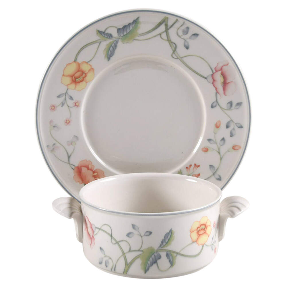Albertina Flat Cream Soup Bowl & Saucer Set by Villeroy & Boch-1