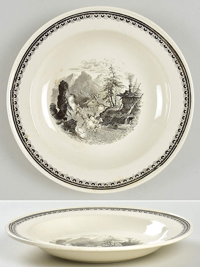 Alpina (Smooth, Black Scene) Rim Soup Bowl by Villeroy & Boch-1
