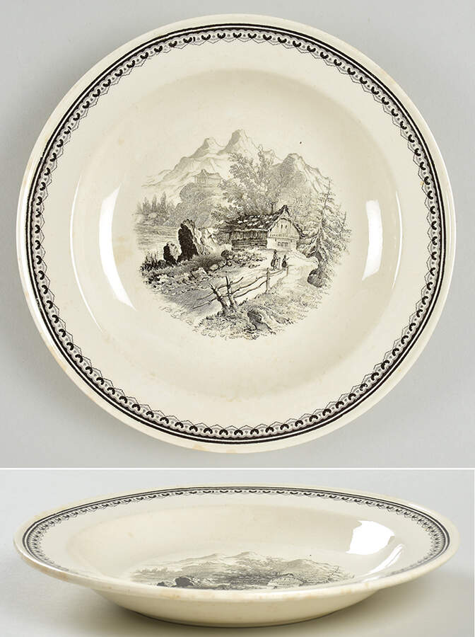 Alpina (Smooth, Black Scene) Rim Soup Bowl by Villeroy & Boch-1