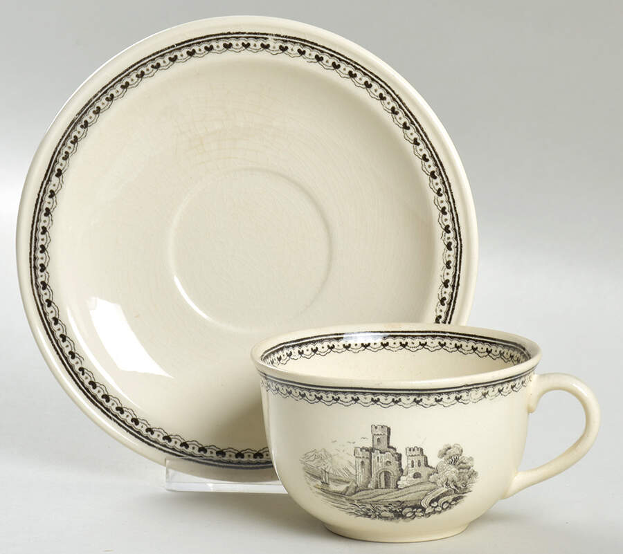 Alpina (Smooth, Black Scene) Flat Cup & Saucer Set by Villeroy & Boch-1