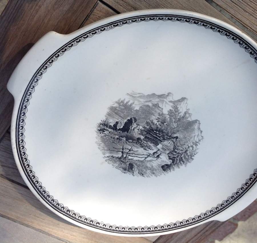 Alpina (Smooth, Black Scene) Handled Cake Plate by Villeroy & Boch-1