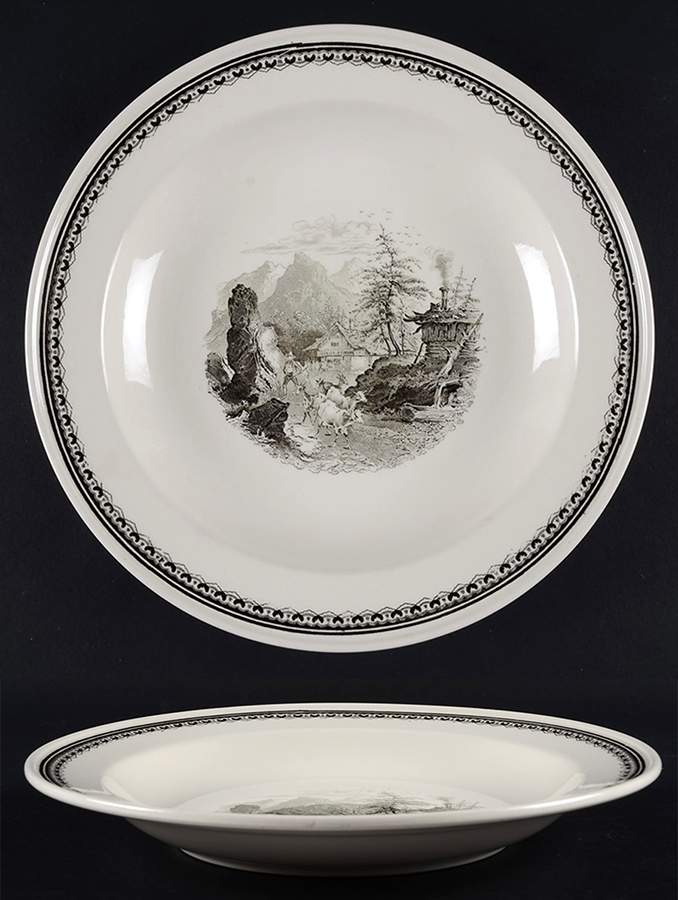 Alpina (Smooth, Black Scene) Large Rim Soup Bowl by Villeroy & Boch-1