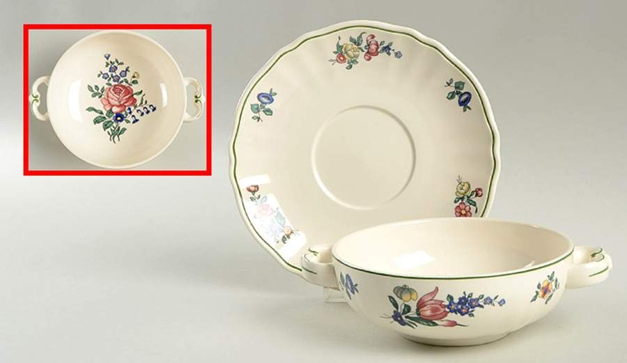 Alt Strassburg (Trim Off Edge) Footed Cream Soup Bowl & Saucer Set by Villeroy & Boch-1