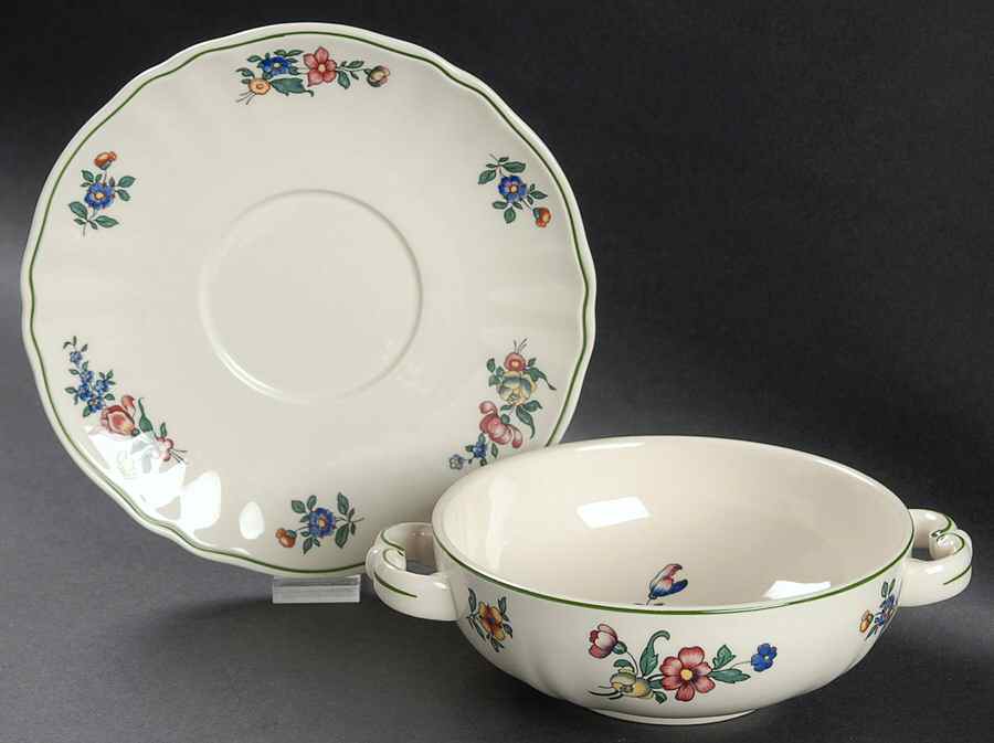 Alt Strassburg (Trim Off Edge) Footed Cream Soup Bowl & Saucer Set by Villeroy & Boch-1