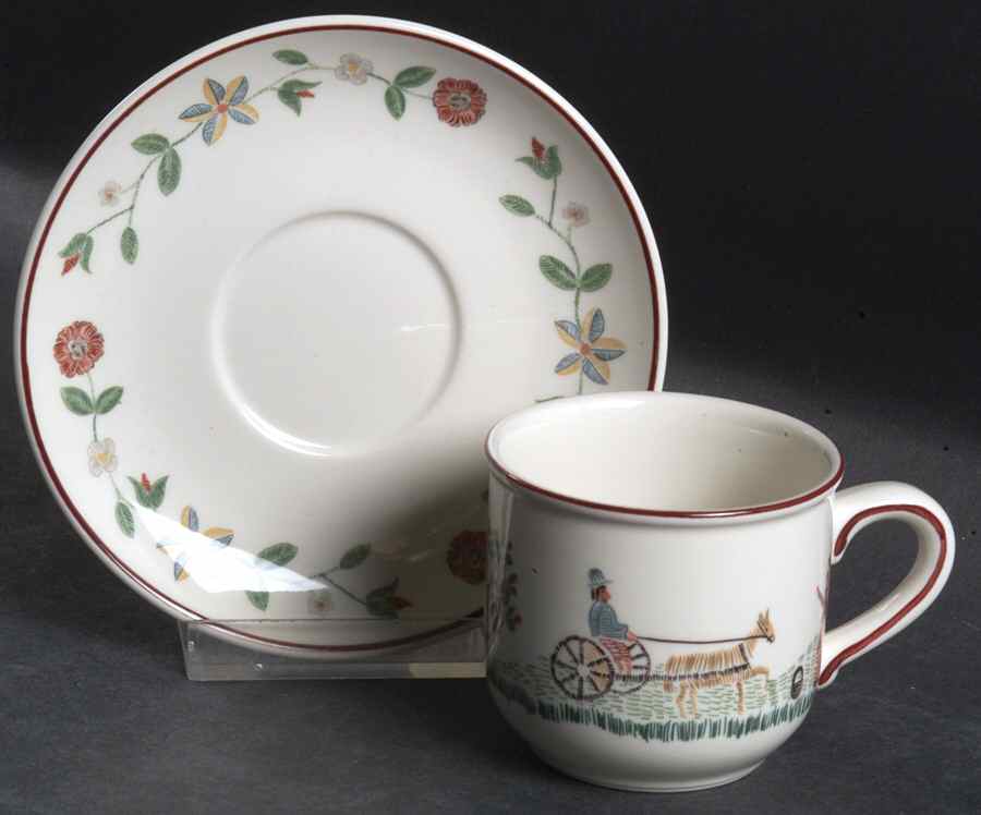 American Sampler Flat Demitasse Cup & Saucer Set by Villeroy & Boch-1