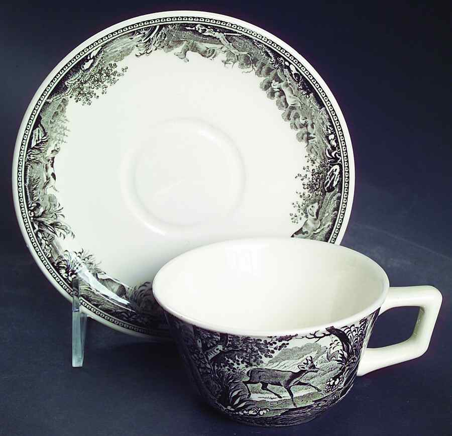 Artemis Grey Black Flat Cup & Saucer Set by Villeroy & Boch-1