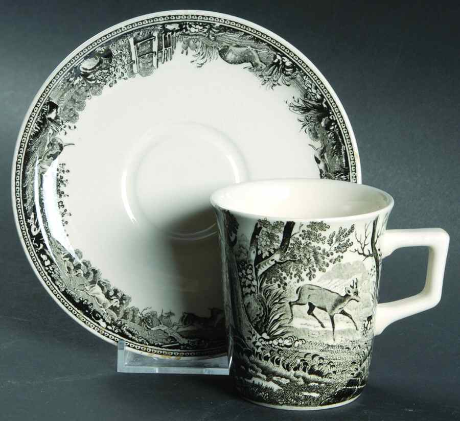 Artemis Grey Black Flat Cup & Saucer Set by Villeroy & Boch-1