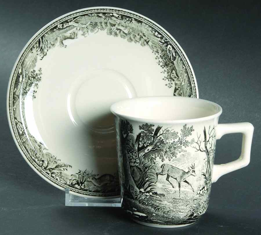 Artemis Grey Black Flat Cup & Saucer Set by Villeroy & Boch-1