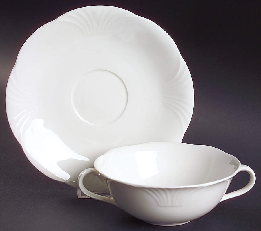Arco Weiss Flat Cream Soup Bowl & Breakfast Saucer Set by Villeroy & Boch-1