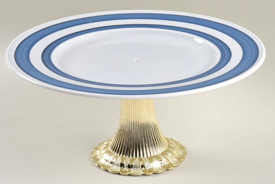 Blue Cloud Cake Stand with 4"-5" Metal Pedestal  Hc by Villeroy & Boch-1