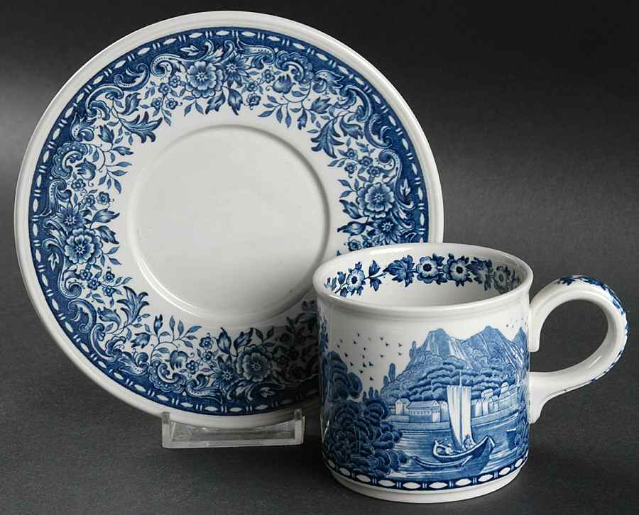 Blue Castle Flat Cup & Saucer Set by Villeroy & Boch-1