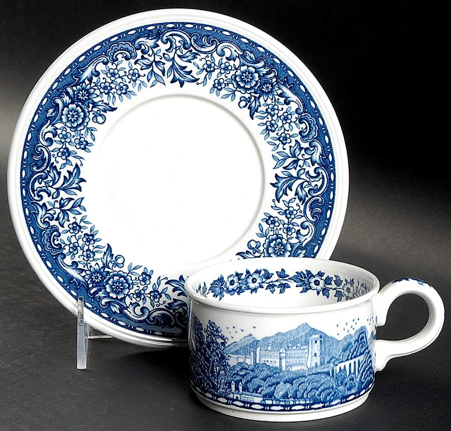 Blue Castle Flat Cup & Saucer Set by Villeroy & Boch-1