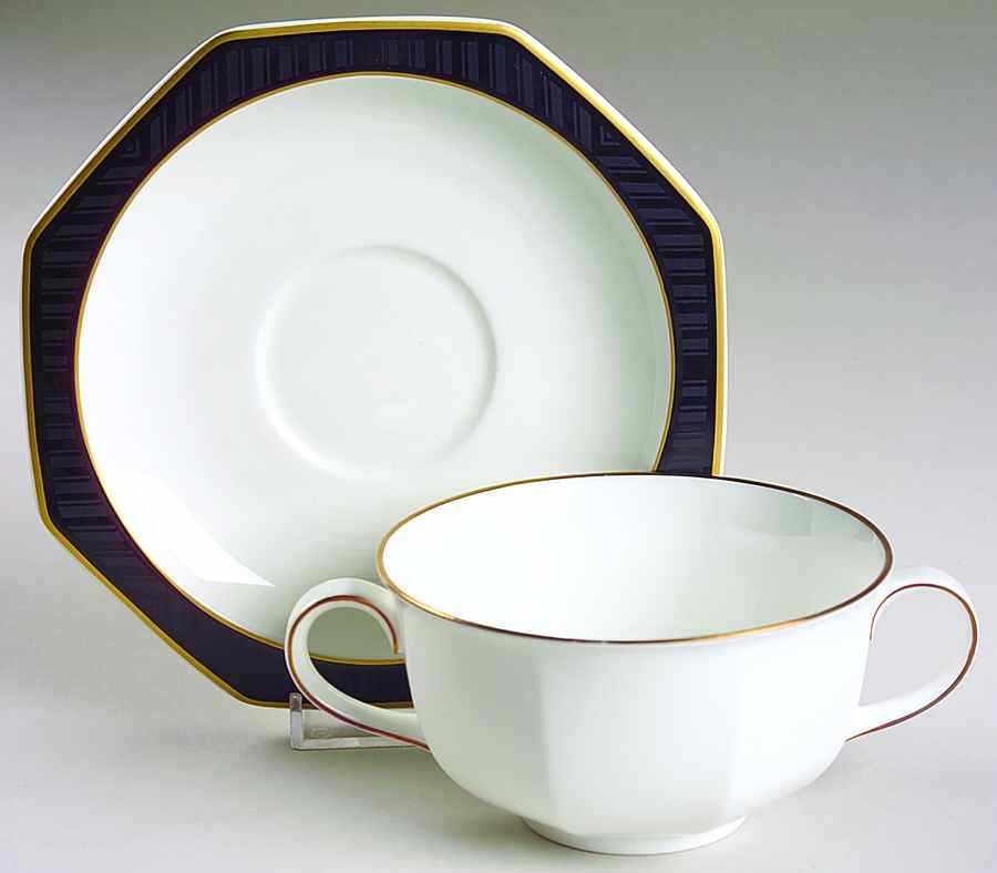 Black Pearl Flat Cream Soup Bowl & Saucer Set by Villeroy & Boch-1