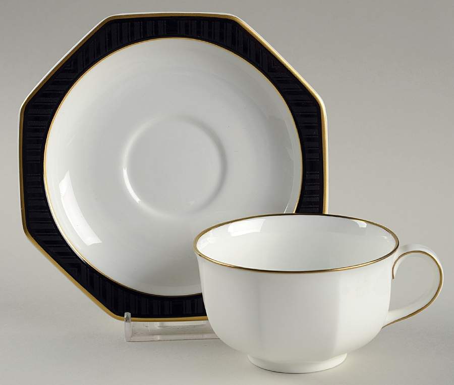 Black Pearl Flat Cup & Saucer Set by Villeroy & Boch-1
