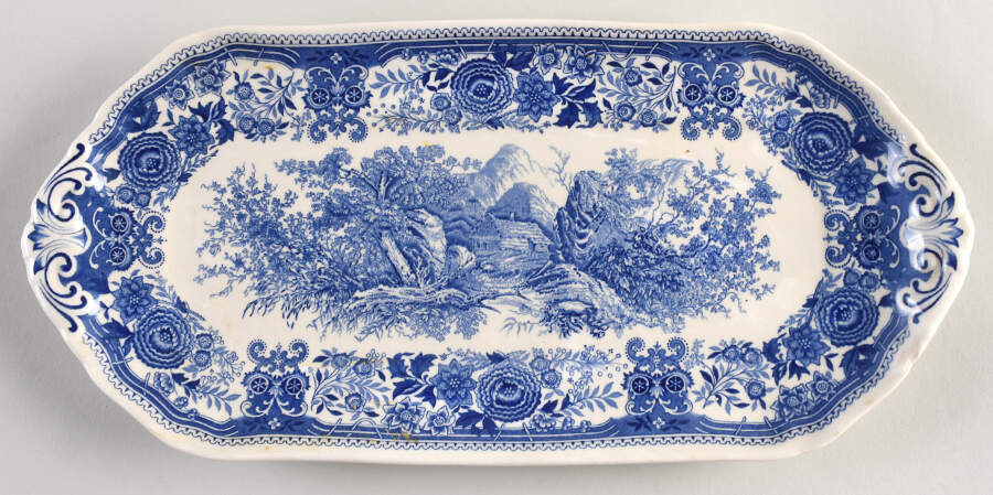Burgenland Blue (Brown Backstamp) Large Sandwich Tray by Villeroy & Boch-1