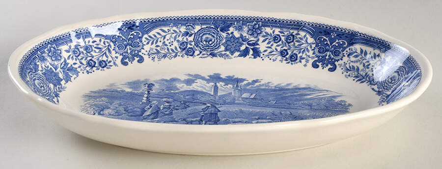 Burgenland Blue (Brown Backstamp) 11" Oval Vegetable Bowl by Villeroy & Boch-1