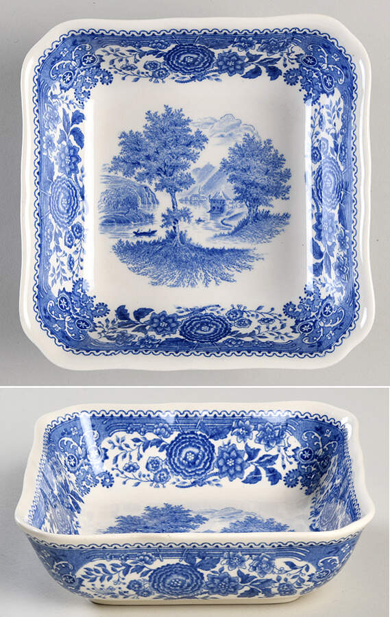 Burgenland Blue (Brown Backstamp) 6" Square Vegetable Bowl by Villeroy & Boch-1