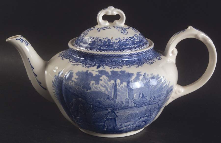 Burgenland Blue (Brown Backstamp) Teapot & Lid by Villeroy & Boch-1