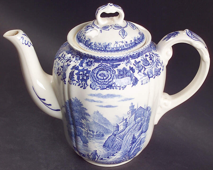 Burgenland Blue (Green Blue, Black Backstamp) Coffee Pot & Lid by Villeroy & Boch-1