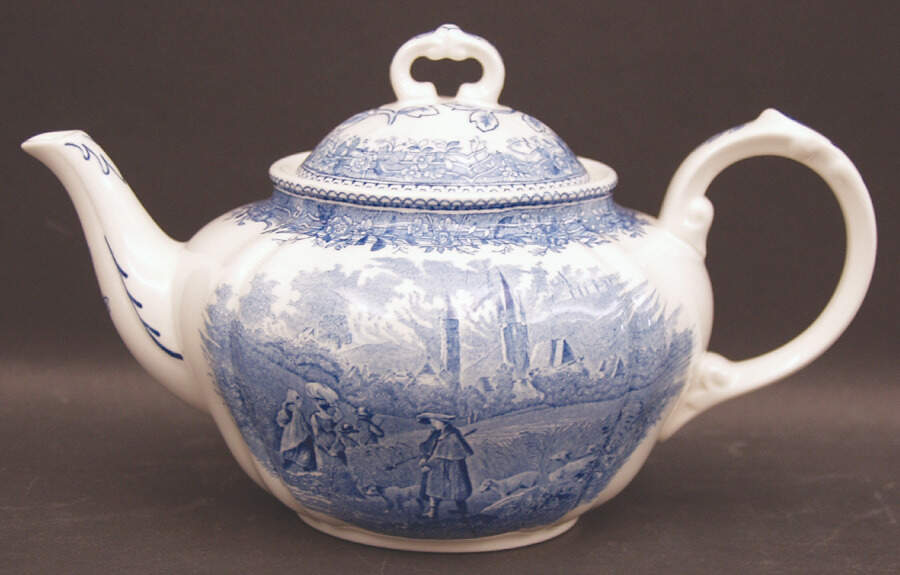 Burgenland Blue (Green Blue, Black Backstamp) Small Teapot & Lid by Villeroy & Boch-1