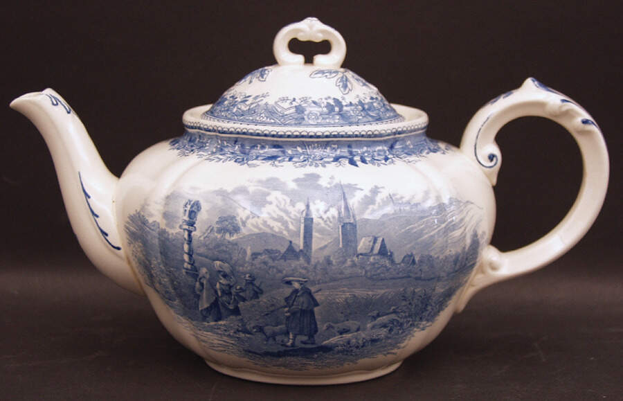 Burgenland Blue (Green Blue, Black Backstamp) Teapot & Lid by Villeroy & Boch-1