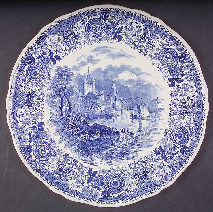Burgenland Blue (Green Blue, Black Backstamp) Round Torte Plate by Villeroy & Boch-1