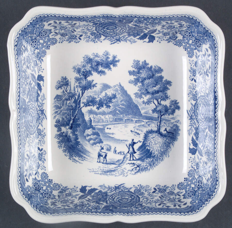 Burgenland Blue (Green Blue, Black Backstamp) 8" Square Vegetable Bowl by Villeroy & Boch-1
