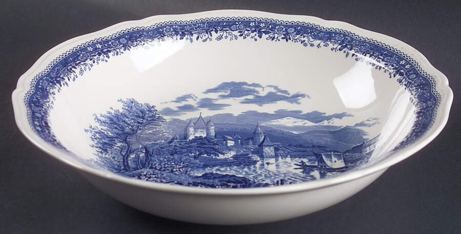 Burgenland Blue (Green Blue, Black Backstamp) 10" Large Salad Serving Bowl by Villeroy & Boch-1