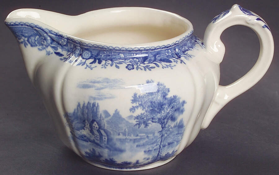 Burgenland Blue (Green Blue, Black Backstamp) Creamer by Villeroy & Boch-1