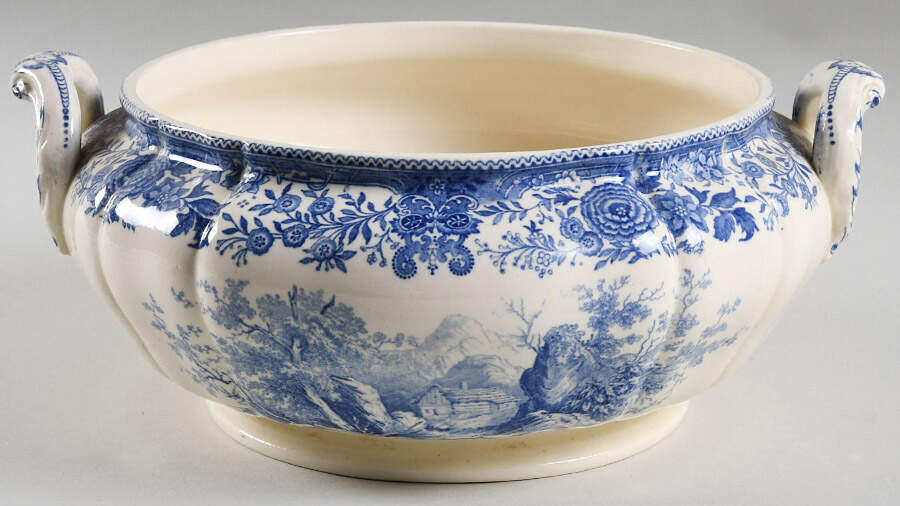 Burgenland Blue (Green Blue, Black Backstamp) Tureen No Lid by Villeroy & Boch-1