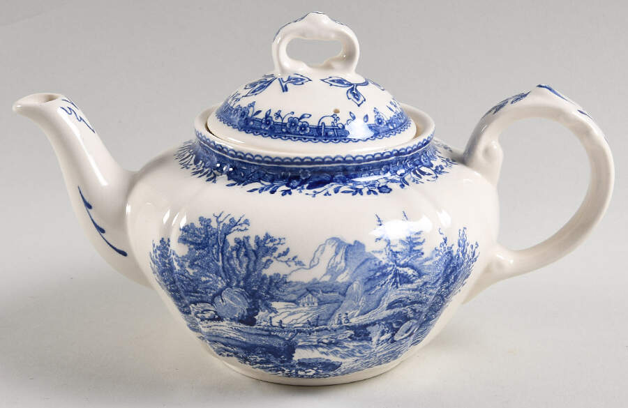 Burgenland Blue (Green Blue, Black Backstamp) Small Teapot & Lid by Villeroy & Boch-1