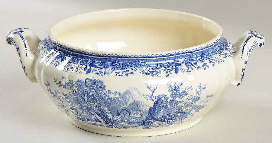Burgenland Blue (Green Blue, Black Backstamp) Large Round Vegetable No Lid by Villeroy & Boch-1