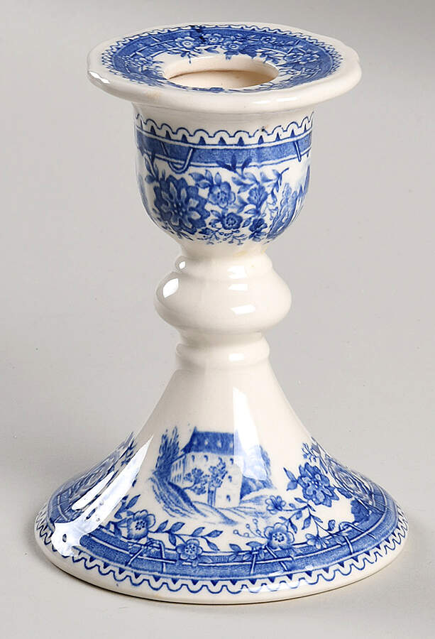 Burgenland Blue (Green Blue, Black Backstamp) Single Light Candlestick by Villeroy & Boch-1