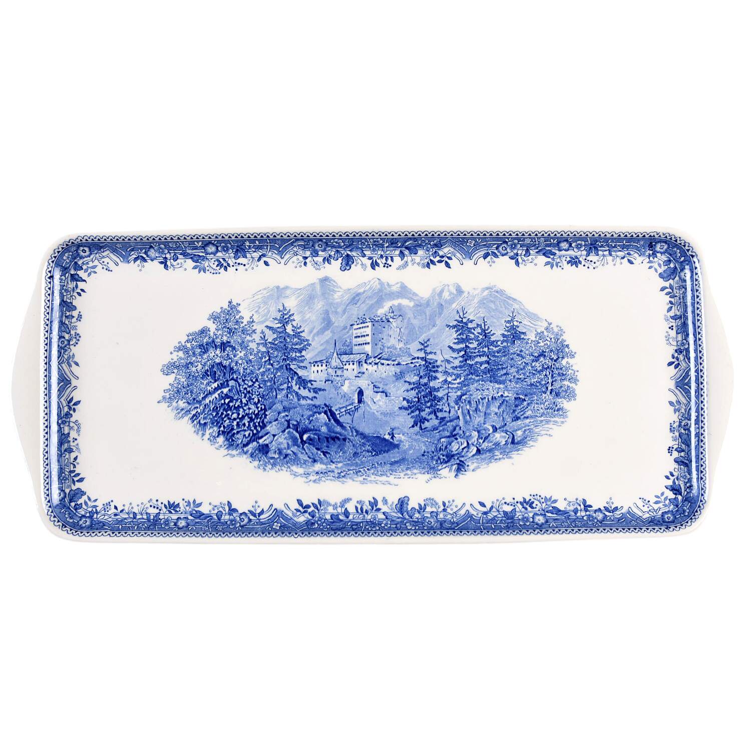 Burgenland Blue (Green Blue, Black Backstamp) 15" Sandwich Tray by Villeroy & Boch-1