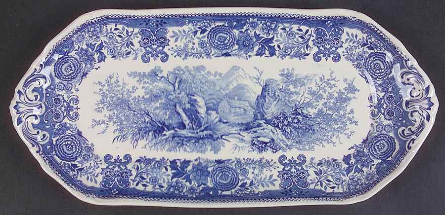 Burgenland Blue (Green Blue, Black Backstamp) Large Sandwich Tray by Villeroy & Boch-1