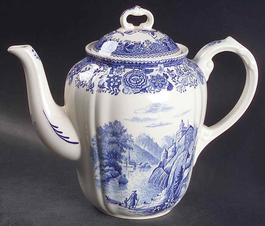 Burgenland Blue (Green Blue, Black Backstamp) Coffee Pot & Lid by Villeroy & Boch-1