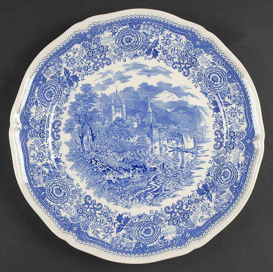 Burgenland Blue (Green Blue, Black Backstamp) 12" Chop Plate (Round Platter) by Villeroy & Boch-1