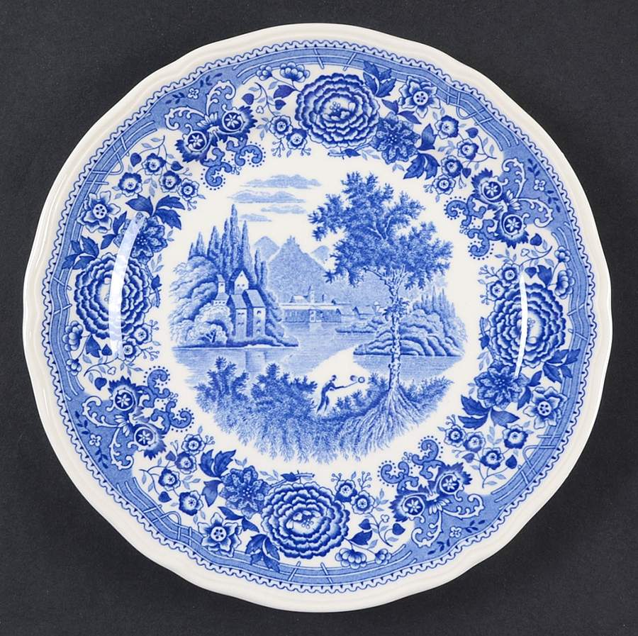 Burgenland Blue (Green Blue, Black Backstamp) Salad Plate by Villeroy & Boch-1