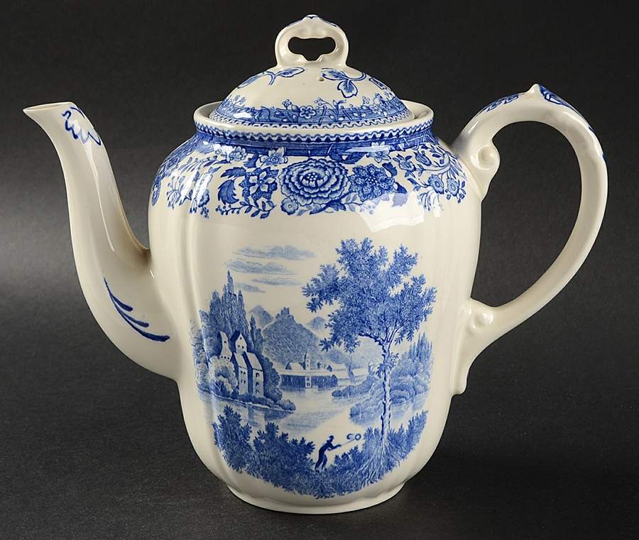Burgenland Blue (Green Blue, Black Backstamp) Coffee Pot & Lid by Villeroy & Boch-1