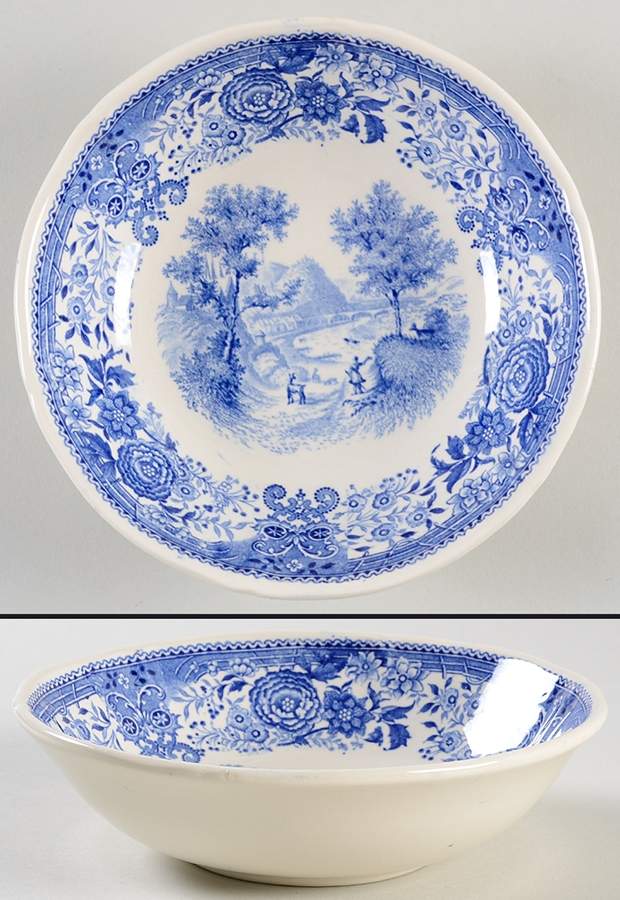 Burgenland Blue (Green Blue, Black Backstamp) Soup/Cereal Bowl by Villeroy & Boch-1