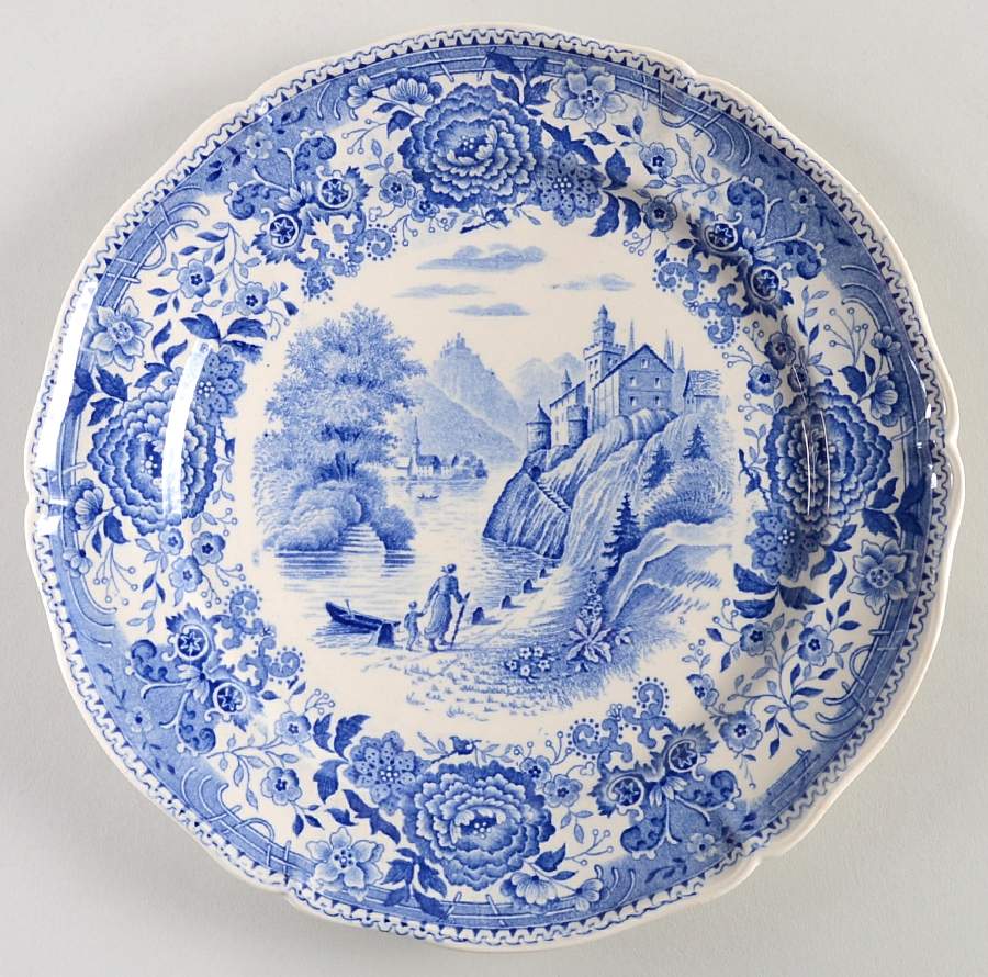 Burgenland Blue (Green Blue, Black Backstamp) Luncheon Plate by Villeroy & Boch-1