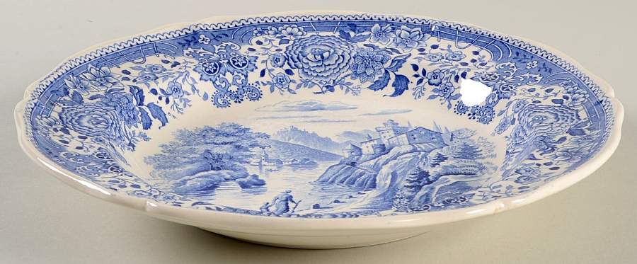 Burgenland Blue (Green Blue, Black Backstamp) Large Rim Soup Bowl by Villeroy & Boch-1
