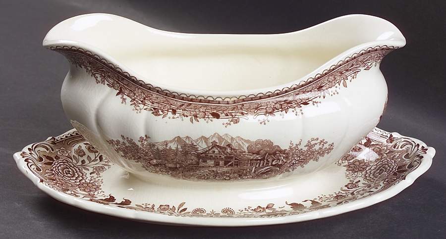 Burgenland Brown Gravy Boat with Attached Underplate by Villeroy & Boch-1