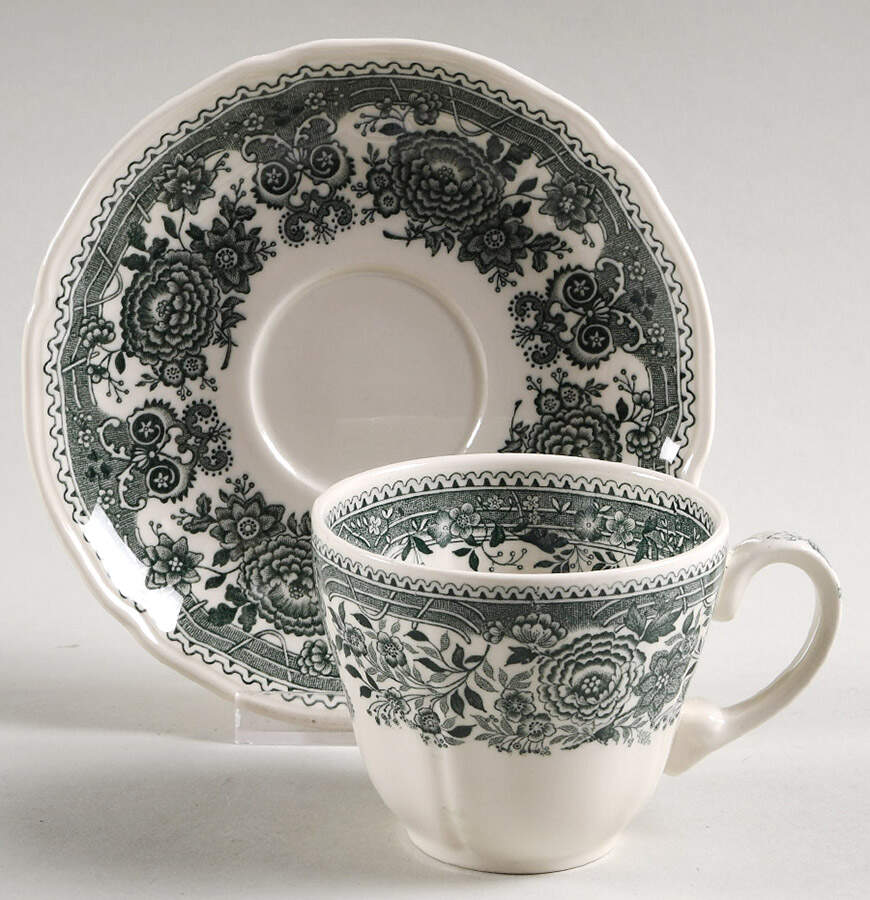Burgenland Green Flat Cup & Saucer Set by Villeroy & Boch-1