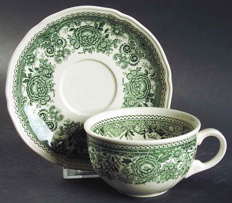 Burgenland Green Flat Cup & Saucer Set by Villeroy & Boch-1