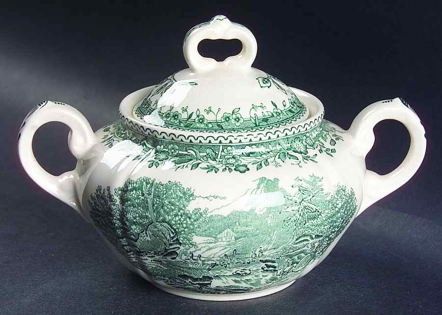 Burgenland Green Sugar Bowl & Lid by Villeroy & Boch-1