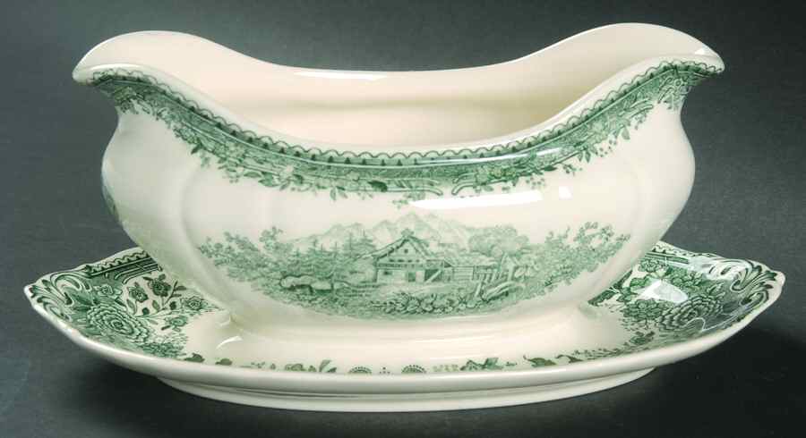 Burgenland Green Gravy Boat with Attached Underplate by Villeroy & Boch-1