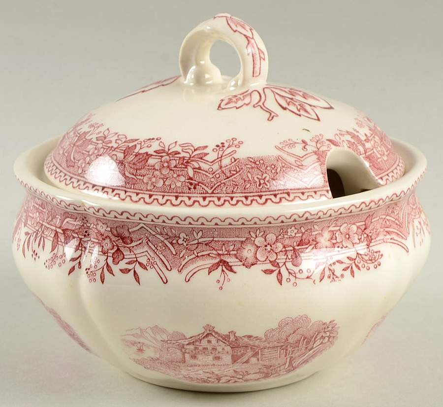 Burgenland Maroon Jam/Jelly & Lid by Villeroy & Boch-1