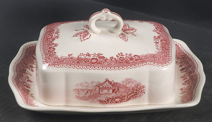 Burgenland Maroon Rectangular Covered Butter by Villeroy & Boch-1